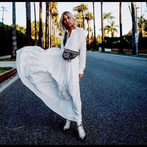 ANINE BING Louise Tonal Dot Long Sleeve Silk Maxi